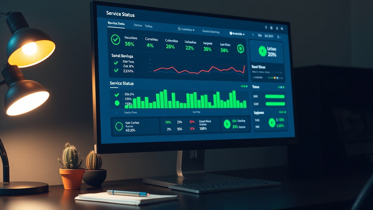 Live Statusly status page dashboard showing green healthy status indicators and incident history timeline