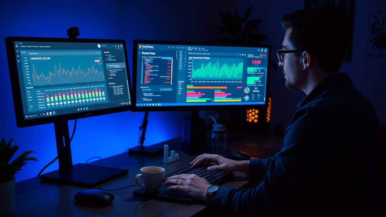 Dashboard interface showing live uptime graphs and server status indicators